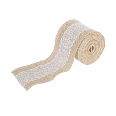 Ruban en toile de jute et dentelle 8 cm