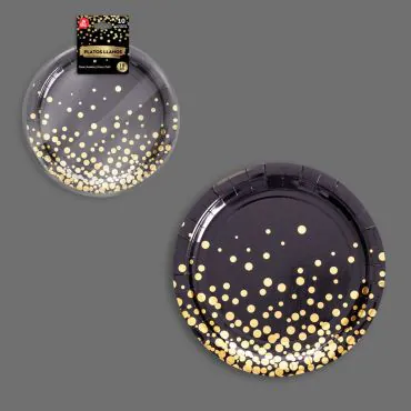 Assiettes en carton blanc et doré de 18 cm pour mariages et anniversaires | jourdefete.com