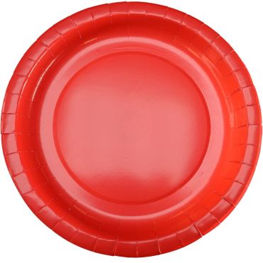 Assiettes en carton rouge 22 cm - Lot de 10 | jourdefete.com
