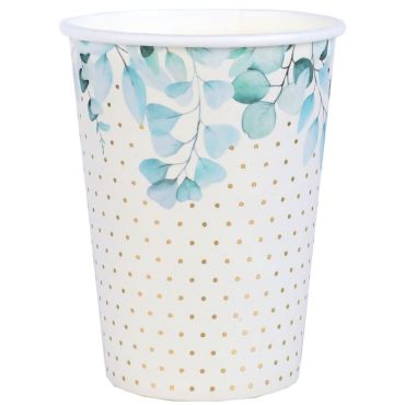 De magnifiques gobelets avec des nuances de végétaux à placer sur la table de baptême de votre enfant | jourdefete.com