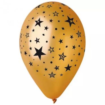 10 ballons en or avec étoiles noires | jourdefete.com
