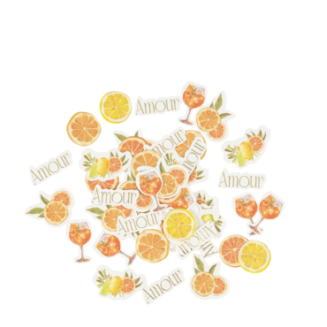 Confettis de table Fizz Agrume crème, orange, jaune et or, 100 pièces | jourdefete.com
