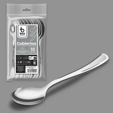 Lot de 10 cuillères argentées réutilisables | jourdefete.com
