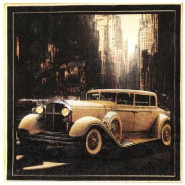 Serviettes en papier Gatsby au design rétro chic avec voiture vintage | jourdefete.com