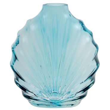 Vase coquillage en verre bleu, décoration marine élégante | jourdefete.com