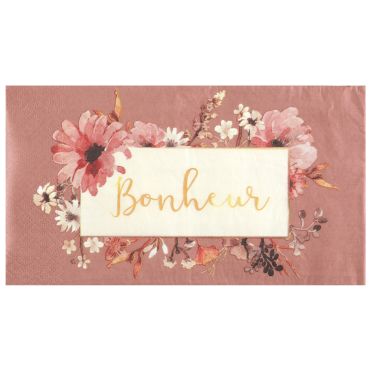 Serviettes "Bonheur" au design floral romantique | jourdefete.com