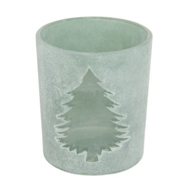 Photophore Noël - Verre - Sapin Effet Givré - Vert Photophore Noël - Verre - Sapin Effet Givré - Vert