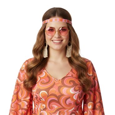 Lunettes Hippie XL verres roses style années 70 | jourdefete.com
