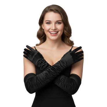 Gants longs Charleston 50 cm noir pour soirée déguisée | jourdefete.com