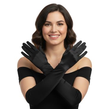 Gants longs Charleston 40 cm noir pour soirée rétro | jourdefete.com