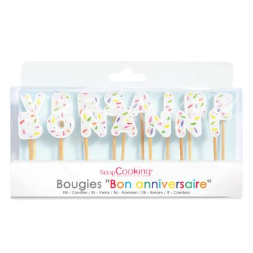Bougies lettres "Bon anniversaire" multicolores pour gâteau | jourdefete.com
