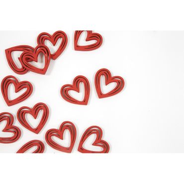 Cœurs en bois rouge x12, déco rustique et romantique | jourdefete.com