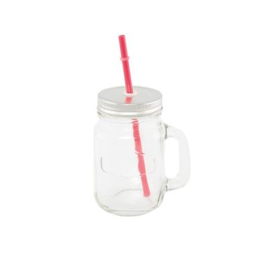 Jar en Verre avec Paille Rouge