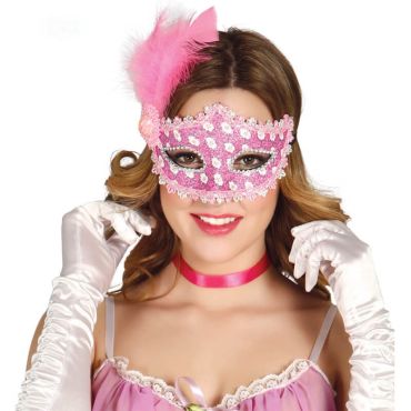 Loup rose avec plume haute