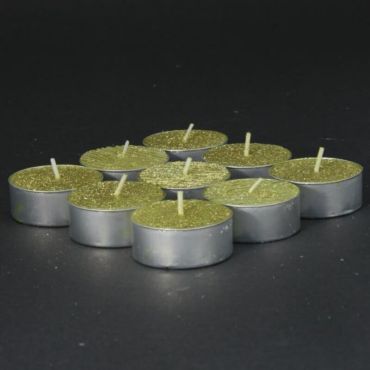 Blister de 9 Bougies Chauffe-Plat Texturées - Paillettes - Or