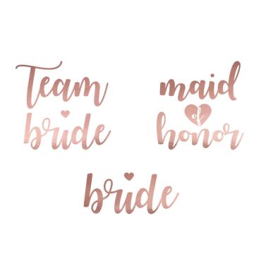 13 Tatouages Lavables EVJF - Couleur Rose Gold