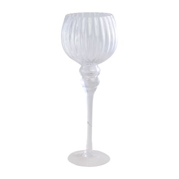 Porte-bougie calice en verre transparent 35 cm pour décoration de Noël | jourdefete.com