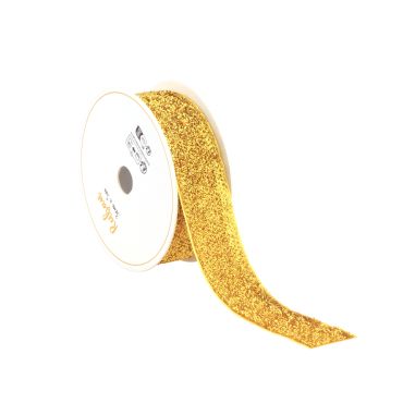 Ruban pailleté doré 25mm x 3m pour décorations de Noël et emballages cadeaux | jourdefete.com