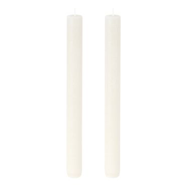 Lot de 2 bougies flambeaux rustiques blanc pour décoration de mariage, baptême et communion | jourdefete.com