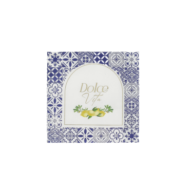 Serviettes en papier Dolce Vita bleu roi, blanc et or | jourdefete.com