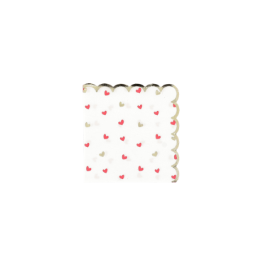 Serviettes cocktail blanches à petits cœurs rouges et or | jourdefete.com Serviettes cocktail blanches à petits cœurs rouges et or | jourdefete.com