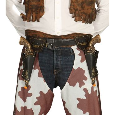 Cartouchière Double Noire avec ses Pistolets 