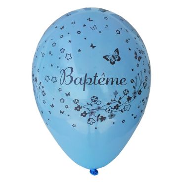8 Ballons Baptême Garçon Bleu