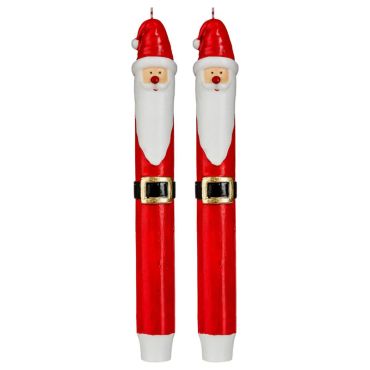Lot de deux bougies Père Noël - 25cm