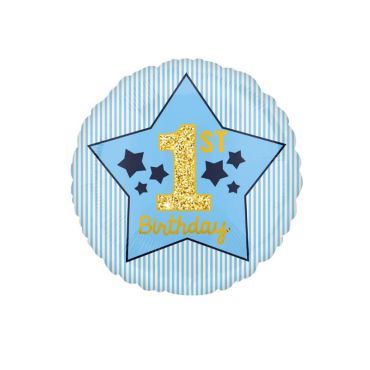 ballon aluminium 1st birthday etoile bleu | jourdefete.com