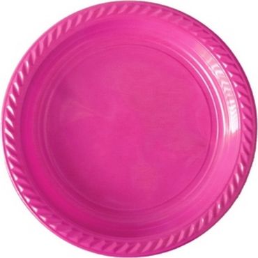 20 assiettes rondes en plastique fuchsia de 17 cm | jourdefete.com