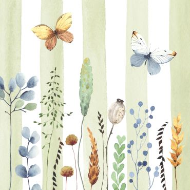 20 serviettes cocktail en papier - 25 x 25 cm - Atelier "Fleurs et Rayures"