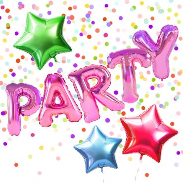 Serviettes de fête roses avec ballons et confettis | jourdefete.com