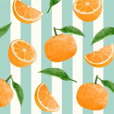 Serviettes de fête motif oranges sur fond rayé vert 33x33 cm | jourdefete.com