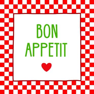 Serviettes de fête vichy rouge et blanc bon appétit 33x33 cm | jourdefete.com