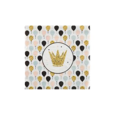 20 serviettes papier célébration - Couronnes et ballons paillettes | jourdefete.com