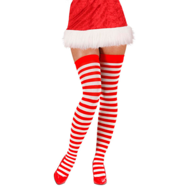 Bas Sexy de Noël Rayés Rouge et Blanc