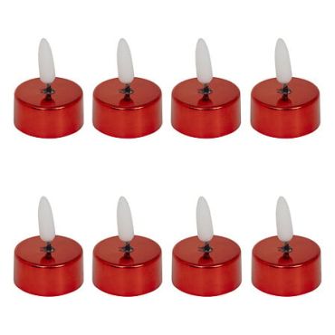 Bougies LED chauffe-plat métallisées rouge x8 pour table de Noël | jourdefete.com