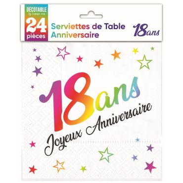 24 serviettes de table 18 ans | jourdefete.com