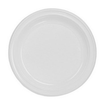 Assiette blanche 17 cm en plastique réutilisable - Lot de 50 | jourdefete.com