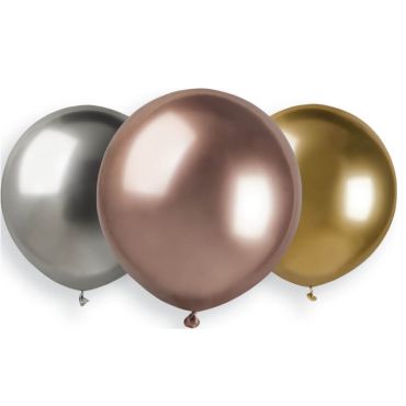3 ballons shiny assortis rose gold argent et or de 48 cm | jourdefete.com