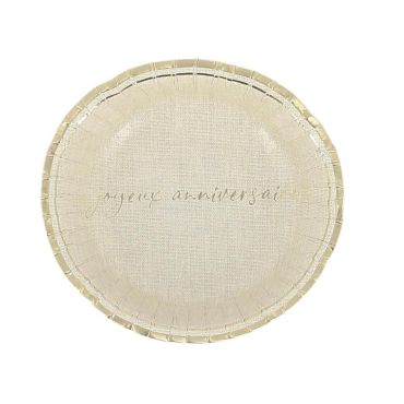 Bols Joyeux Anniversaire doré effet lin Ø13 cm | jourdefete.com