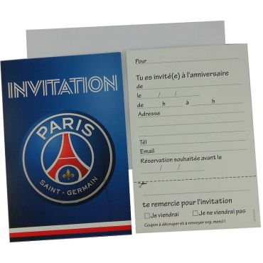 6 Cartes d'Invitation avec Enveloppes - PSG 6 Cartes d'Invitation avec Enveloppes - PSG