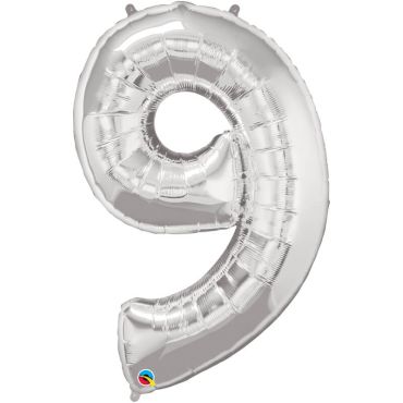 Ballon à Hélium - Chiffre 9 - Argent Ballon à Hélium - Chiffre 9 - Argent
