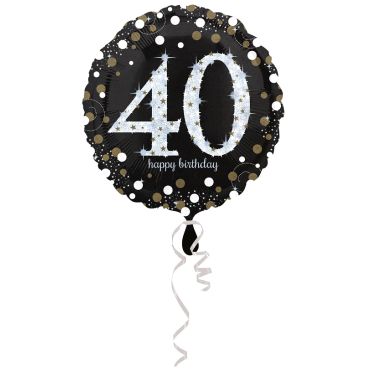 Ballon Hélium - "Happy Birthday 40" Argent