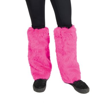 Pattes d’Eph en fausse fourrure rose fluo pour déguisement | jourdefete.com