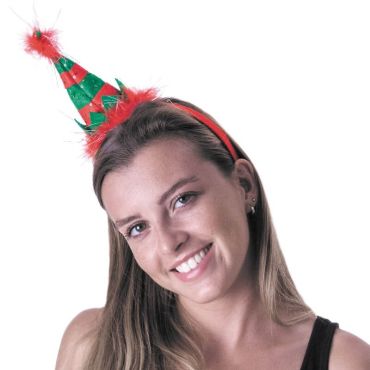 Serre-Tête de Noël - Chapeau de Lutin - Vert et Rouge