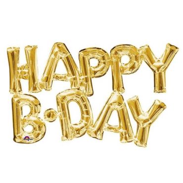 Ballon à air "Happy B.Day" - Doré