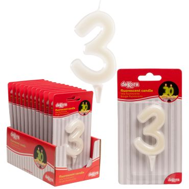 Bougie Fluorescente Chiffre 3