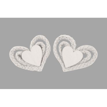 Cœur en corde et bois blanc pour décoration romantique | jourdefete.com