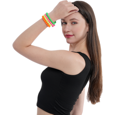 Bracelets en perles fluorescentes colorées, lot de 4 | jourdefete.com